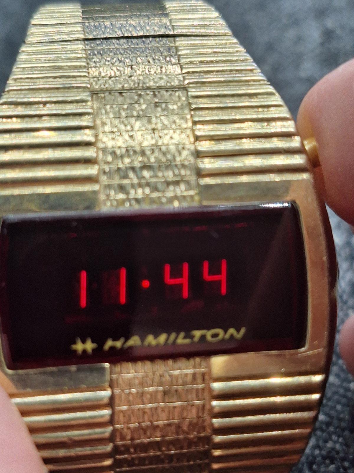 Hamilton QED LED Digital Watch 993276 Working 865 10K Gold  display picture 1