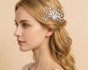 HandmadeBridal Haarkamm, Perle Kristall Hochzeit Haarschmuck, handgemachter Braut Kopfschmuck, elegante Hochzeit Haarranke, Braut Haarteil