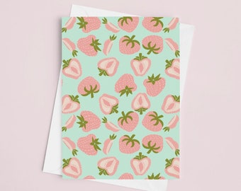 Pink Strawberries - A Set of 5 Cards