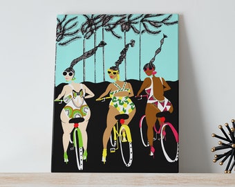 Riding in swimsuits (Canvas Print)