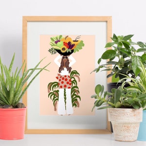 The Lovely Gardener art print, gardener art, black art, home decor,wall art,gallery wall,plant lover,african american art, cute art image 2