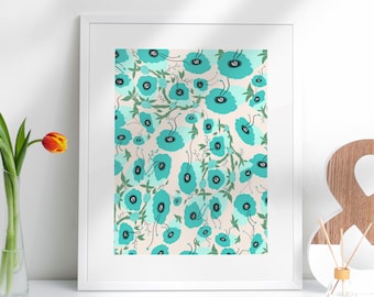 Teal Flowers -  ART PRINT