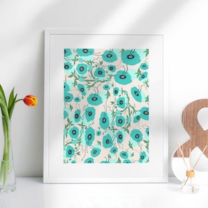 Teal Flowers -  ART PRINT