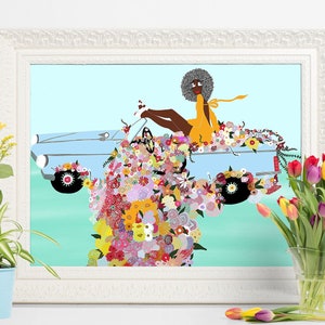 Auto vol bloemen - KUNSTPRINT