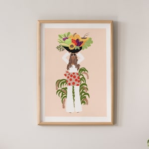 The Lovely Gardener - art print, gardener art, black art, home decor,wall art,gallery wall,plant lover,african american art, cute art