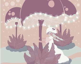 Art Print - Fairy in Mushroom Tree daytime