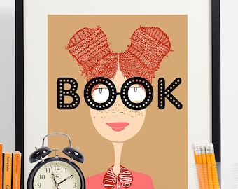 Book Smart Curly Redhead / ART PRINT