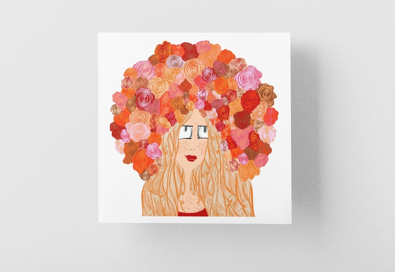 Flower Crowned Redhead art print home decor image 2