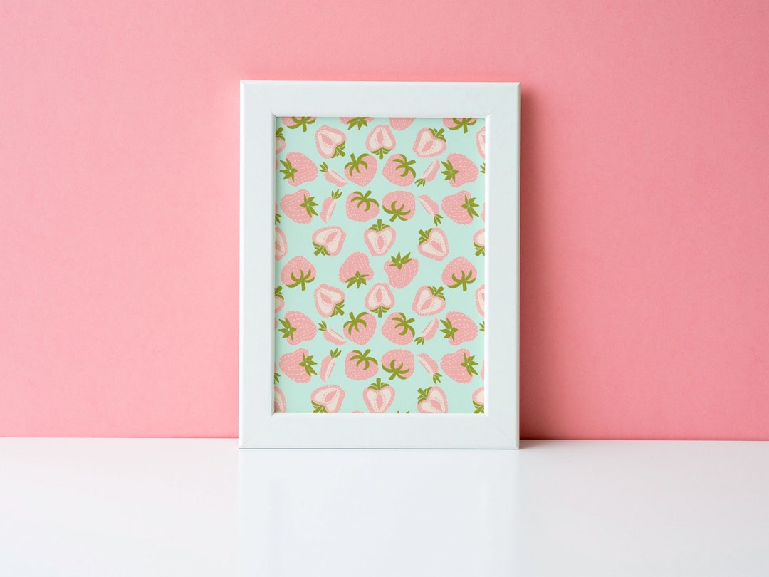 Pink Strawberries - ART PRINT - Etsy