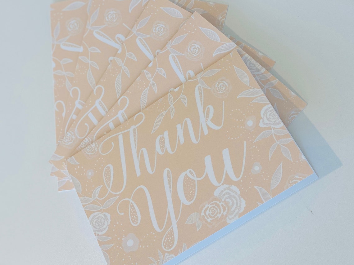 Floral Thank You Cards - A Set of 5 Cards - Etsy