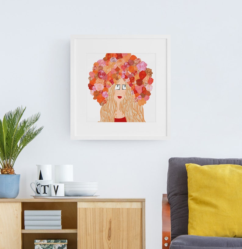 Flower Crowned Redhead art print home decor image 4