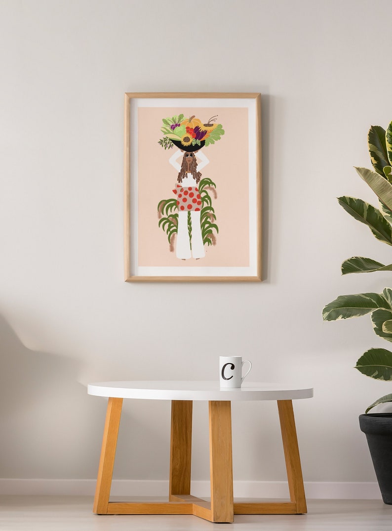 The Lovely Gardener art print, gardener art, black art, home decor,wall art,gallery wall,plant lover,african american art, cute art image 1