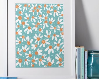 Wild Blue Daisies - Art Print