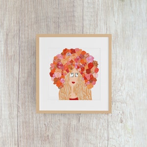 Flower Crowned Redhead art print home decor image 3