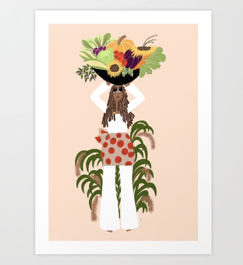 The Lovely Gardener art print, gardener art, black art, home decor,wall art,gallery wall,plant lover,african american art, cute art image 4