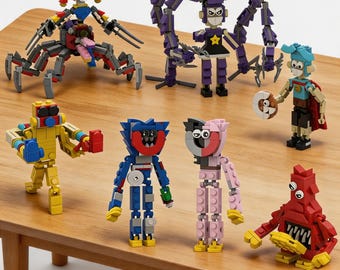 Poppy Playtime Custom Building Blocks, Horror Game Characters Toy, Huggy Wuggy & Pomni Action Figure, Gift for Gamer Kids