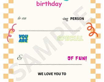 Birthday Candy Poster Printable, Last Minute Gift, Candygram, Instant Download, Printable,