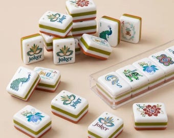American Mahjong Set 160 Acrylic Tiles, Earthy Orange Mahjongg Game, Modern Vintage Board Game, Luxury Mahjong Gift Set for Adults