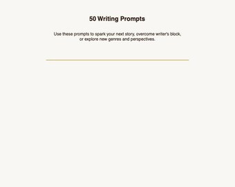 Flash Fiction Writing Prompts Printable | 75 Micro Story Starters Under 1000 Words | Writers | Instant Download
