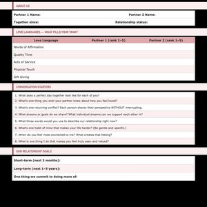 Couples Therapy Worksheets Printable | Instant Download PDF | ZensationalPrints