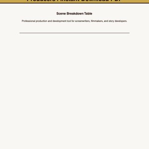 May include: A white printable document titled Casting Notes Breakdown Printable | Character Casting Form for Directors & Film Producers | Instant Download PDF, featuring a Scene Breakdown Table and a line for professional production notes.