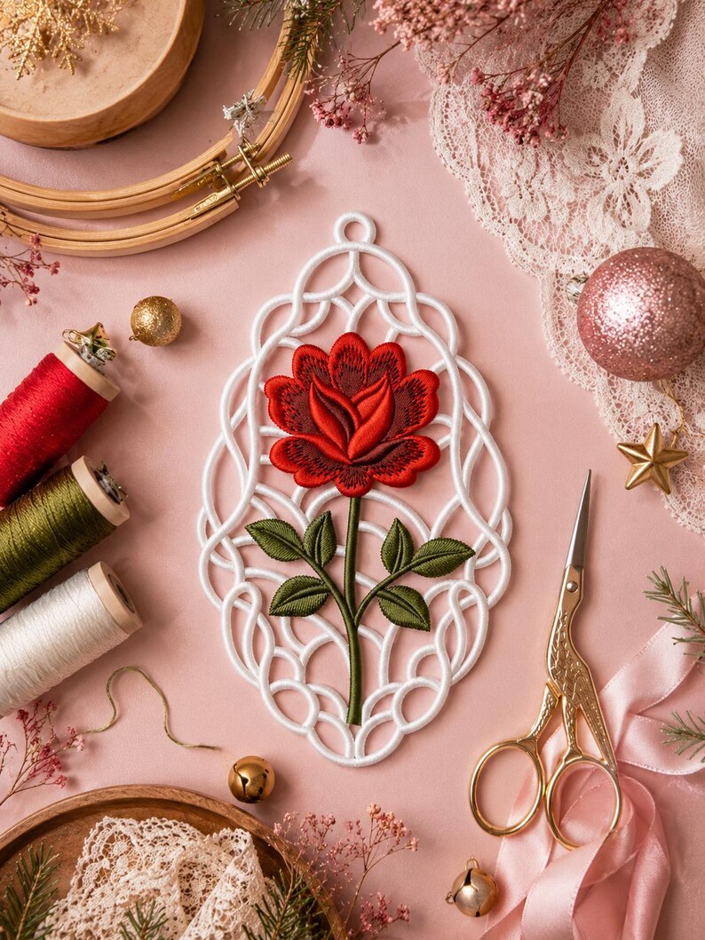 FSL Rose FSL Embroidery Design, Freestanding Lace Flower Machine File ...