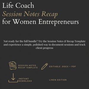 Individual Template – Session Notes Recap | Coaching Client Kit | Women Entrepreneur | Editable Digital Download
