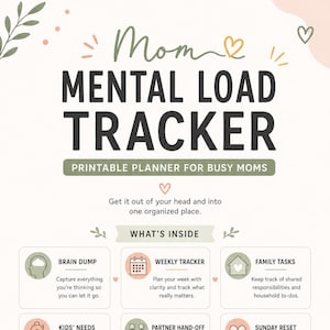 Mom Mental Load Tracker Printable, Family Organizer, Busy Mom Brain Dump, Household Task Planner