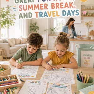 Peut inclure: Une collection de feuilles d'activit&eacute;s comprenant des puzzles de points &agrave; relier, des labyrinthes et des sudokus illustr&eacute;s sur le th&egrave;me de l'&eacute;t&eacute;. Les pages portent les textes "SUMMER DOT-TO-DOT" et "SUMMER PICTURE SUDOKU" avec des crayons.