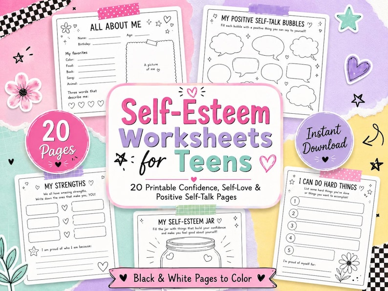 Self Esteem Worksheets for Teens, Confidence Building Activities