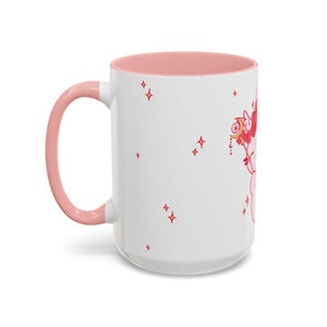 Kawaii Angel Bunny Accent Coffee Mug | Pink Interior 11oz 15oz image 7