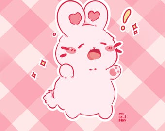 Sticker lapin rose | Décalcomanie en vinyle Lapin rougissant, finition satinée (coupe biseautée)