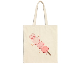 Kawaii Dango Bunny Skewer Tote Bag | Cute Japanese Mochi Illustration