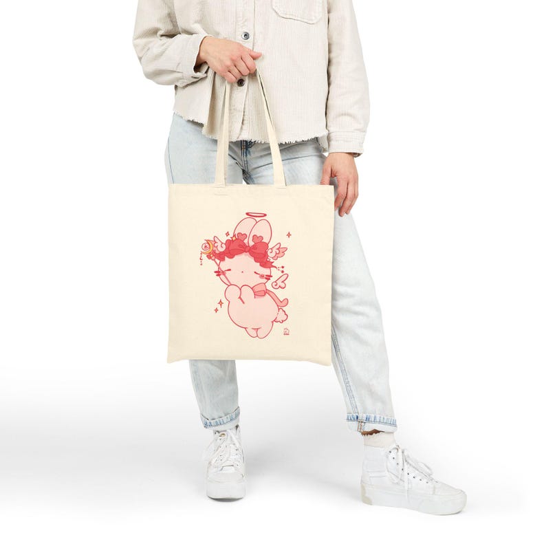 Kawaii Angel Tote Bag | Cherub Illustration Canvas Bag image 3