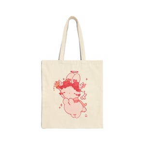 Kawaii Angel Tote Bag | Cherub Illustration Canvas Bag image 1