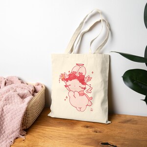 Kawaii Angel Tote Bag | Cherub Illustration Canvas Bag image 5