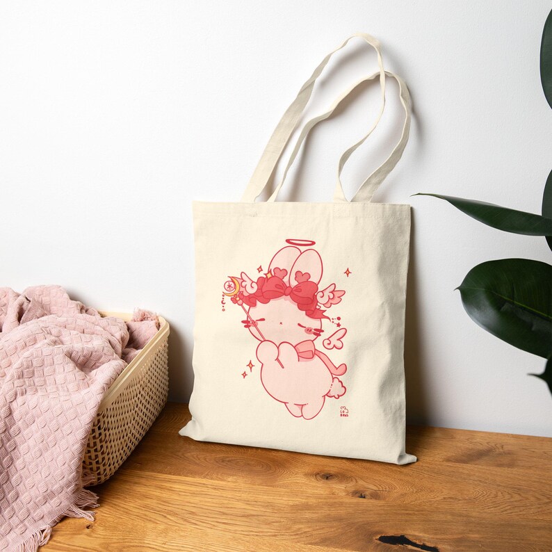Kawaii Angel Tote Bag | Cherub Illustration Canvas Bag image 5