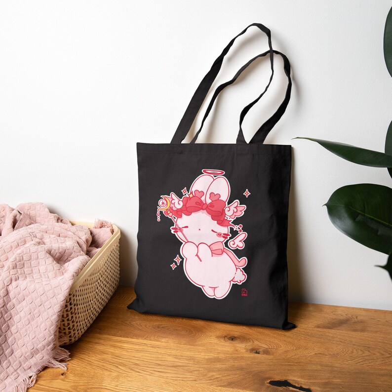 Kawaii Angel Tote Bag | Cherub Illustration Canvas Bag image 6