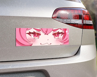 Aimant de voiture rose Anime Eyes | Sticker visage kawaii pour véhicule