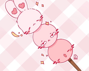 autocollant rose Dango | Décalcomanie en vinyle Kawaii Bunny Dango (Kiss-Cut)