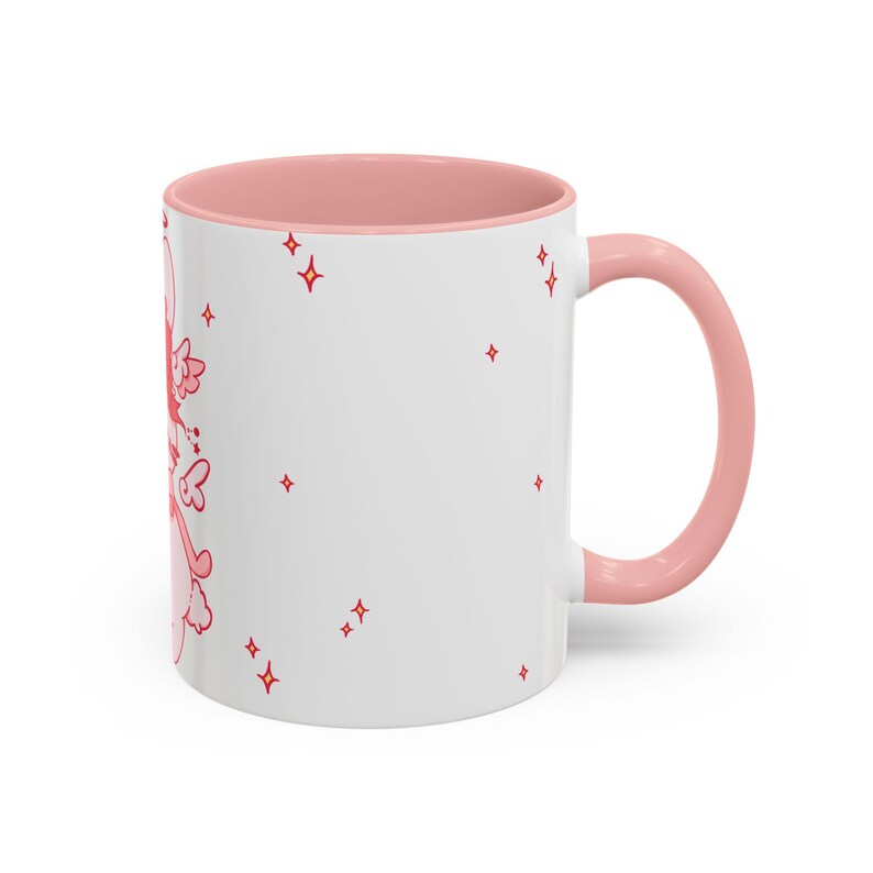 Kawaii Angel Bunny Accent Coffee Mug | Pink Interior 11oz 15oz image 11
