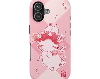 Coque pour portable ange lapin kawaii | Protection Guardian rose pastel
