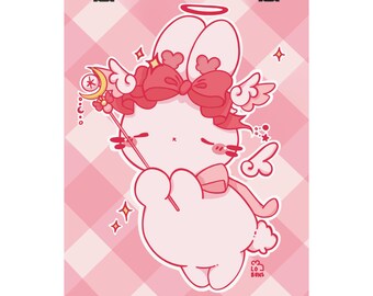 Angel Bunny Matte Poster | Pastel Magical Character Wall Art (Archival Paper)