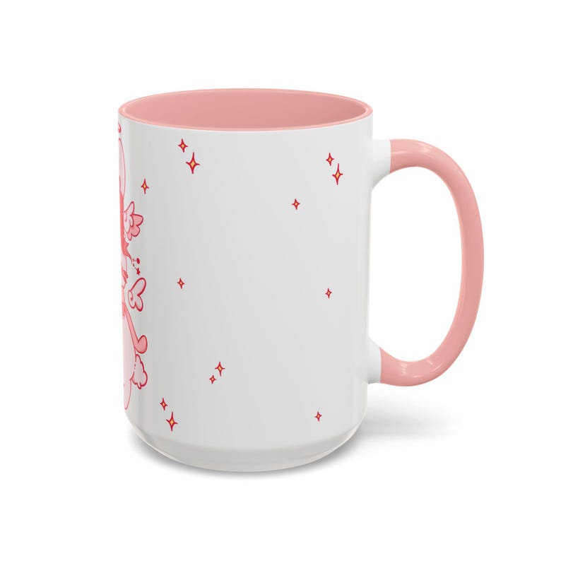 Kawaii Angel Bunny Accent Coffee Mug | Pink Interior 11oz 15oz image 12