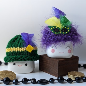 Marshmallow Mug Hat Rae Dunn Inspired Knitted Holiday Decor Mantle Mardi Gras Mask New Orleans Mug Topper Tiered Tray Accessories