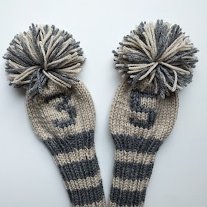 Set of 2, Made-to-Order! Hand Knitted Golf Club Covers Custom Head Covers, (Personalized with Your Choice Numbers/Letters) Gift Best Seller