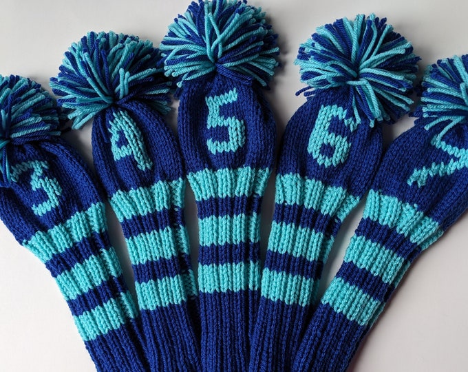 Set of 5, Made to Order! Custom Knitted Golf Club Socks Golf Head Covers (Personalized w/Numbers/Letters) Driver Cover Monogrammed Gift