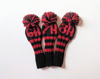 HYBRID SIZE!! Set of 3, Made to Order!!! Custom Knitted Golf Club Covers (Personalized with Your Choice of Numbers/Letters) Best Seller