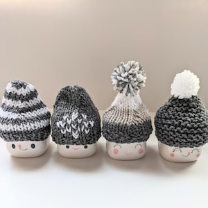 Marshmallow Mug Hat Rae Dunn Inspired Holiday Decor Winter Mantle Grey and White Mug Topper Tiered Tray Accessories Snowflake Stripes