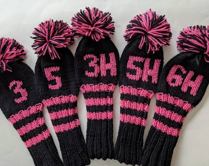 Set of 5, Made to Order! Custom Knitted Golf Club Socks Golf Head Covers (Personalized w/Numbers/Letters) Driver Cover Monogrammed Gift